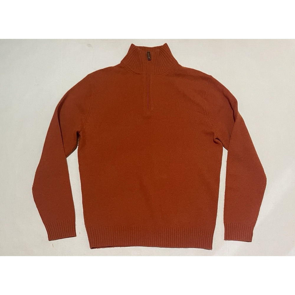 Premium Lambswool By J Crew Orange 1/4 Zip Sweater Mock‎ Neck Mens Size Medium